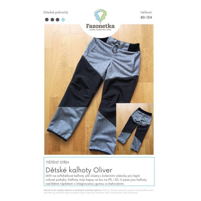 Tištěný střih Fazonetka na dětské kalhoty Oliver vel. 80-134 FA061