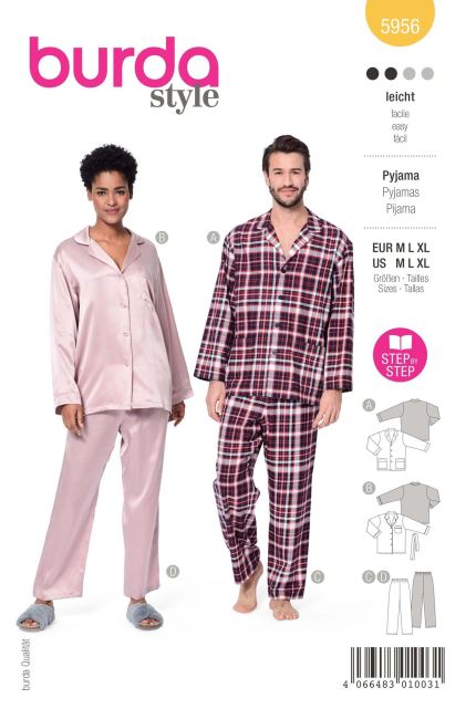Střih na dámské a pánské pyžamo ve vel. M,L,XL 5956