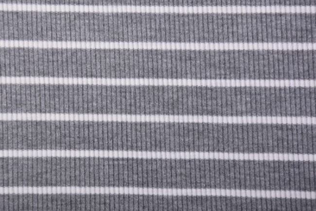 Žebrovaný úplet v šedé barvě s proužkou 62517