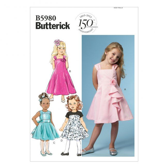 Střih Butterick na dětské společenské šaty ve velikosti 92-116 B5980/CDD
