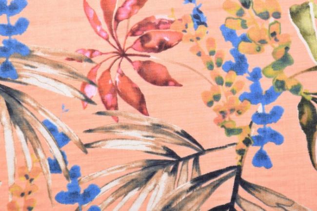 Bavlna s příměsí viskózy s potiskem velkých květin 11401/011