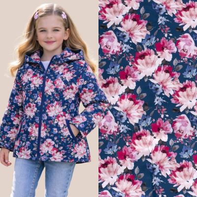 Softshell v petrolejové barvě s digitálním potiskem květin 18409/004