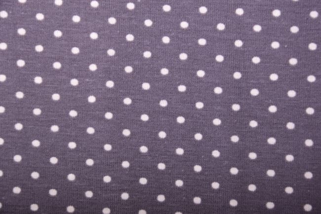 Bavlněný úplet v šedé barvě s potiskem drobných puntíků 11800/068