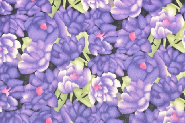 Americká bavlna na patchwork s potiskem fialových květin 199PYOPM/111