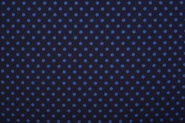 Tmavě modrý bavlněný úplet s puntíky 08004/008