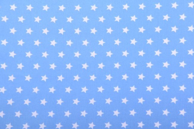 Bavlněná látka ve světle modré barvě s potiskem hvězdičky KC0072-005