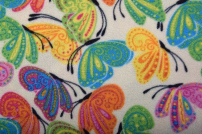 Fleece s motivem barevných motýlů 9485/051