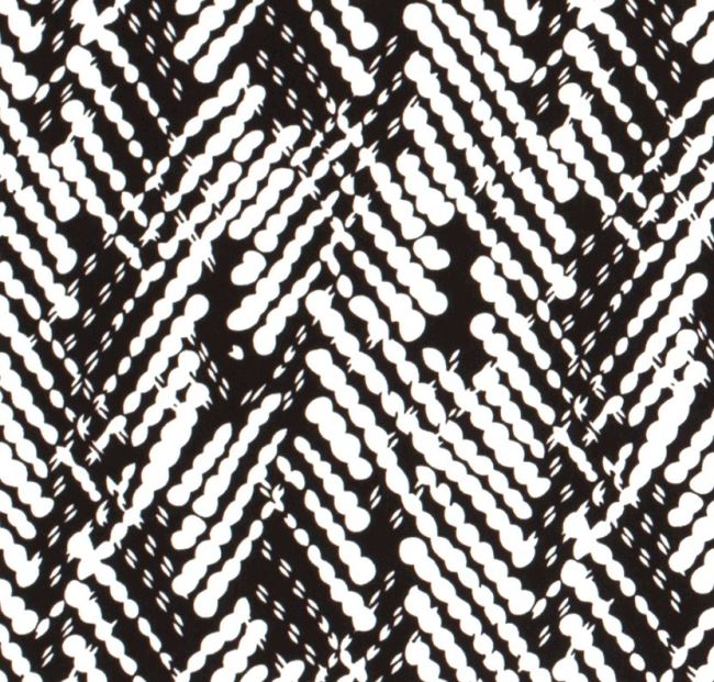Viskózová látka v černé barvě s potiskem dlouhých čar 19048/069
