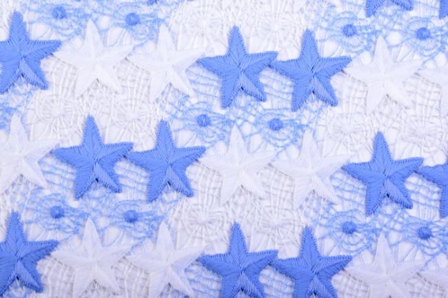 Krajka s tkaným vzorem modrých hvězd 5895/050-11