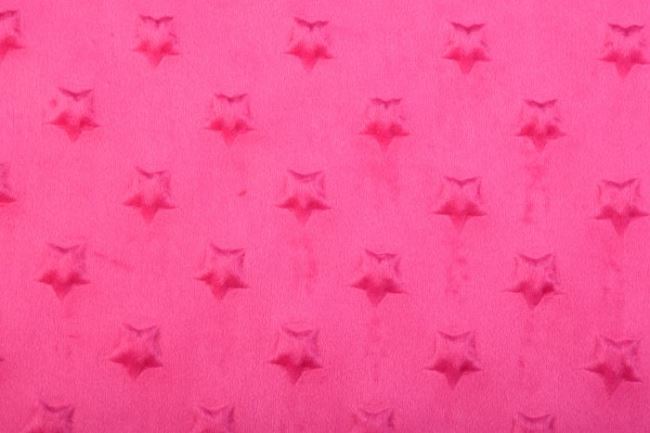 Minky fleece ve tmavě růžové barvě s hvězdičkami 61942