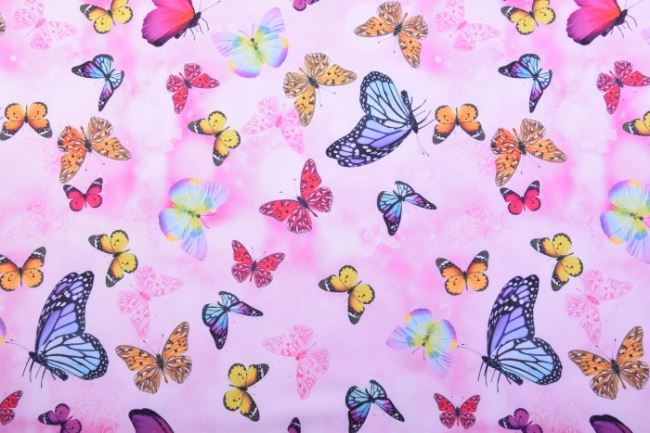 Softshell v růžové barvě s digitalnim potiskem motýlků KC8174-102