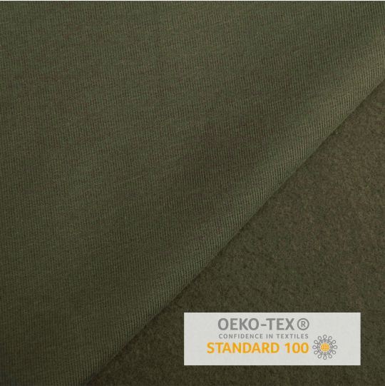 Počesaná teplákovina French Terry v khaki barvě RS0202/027D