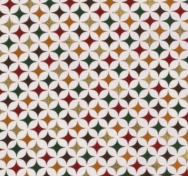 Vánoční látka z bavlny ve smetanové barvě s potiskem hvězd 18707/051