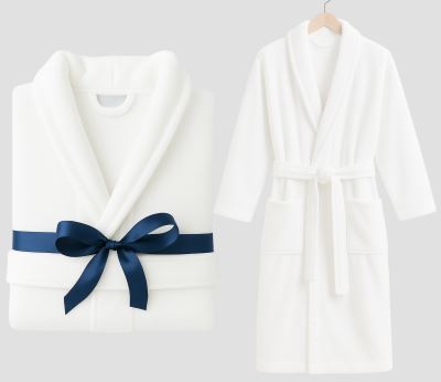 Velurový froté župan CANNES v bílé barvě vel. XL NEU004