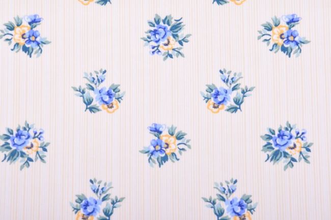 Americká bavlna na patchwork s jemnou proužkou a květy 199PYOPM/01