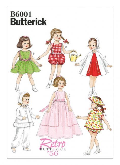 Střih Butterick na oblečení pro dětskou panenku  B6001/OSZ