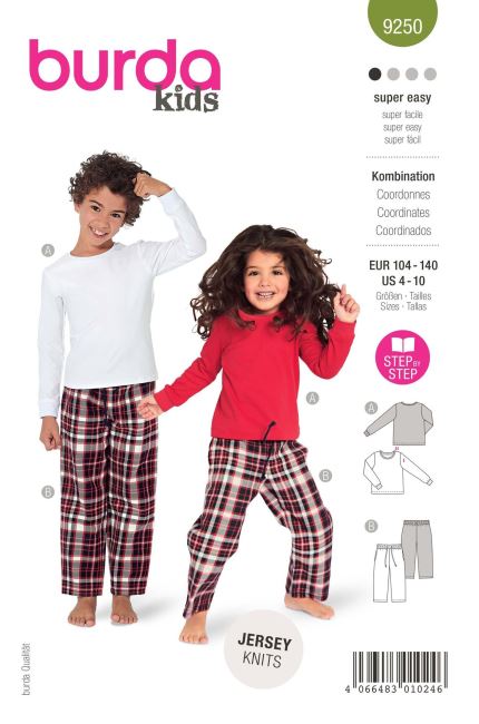 Střih na dětské pyžamo ve vel. 104-140 9250