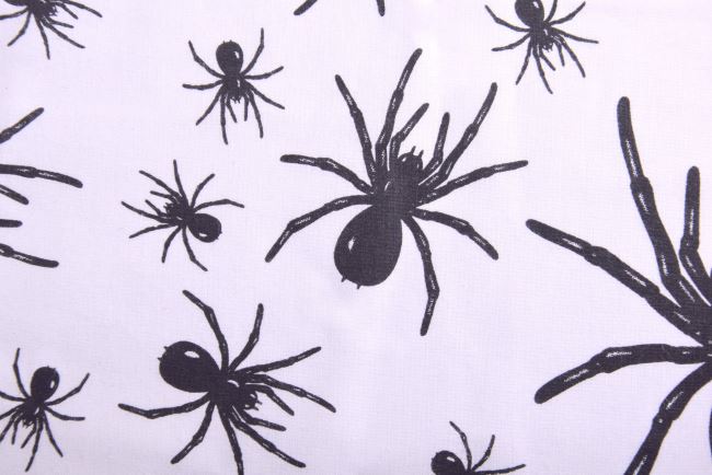 Bavlněná látka s halloweenským potiskem pavouků DL100