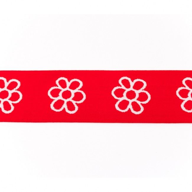 Ozdobná guma červené barvy s motivem květin 42540