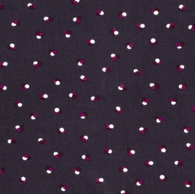 Viskózová látka tmavě fialové barvy s puntíky 12378/068