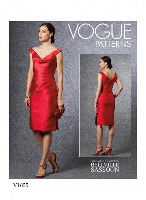 Střih Vogue na šaty s řasením ve vel. 32-40 V1655-A5