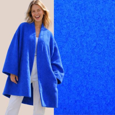 Kabátová látka v modré barvě s jemným vlasem PAR-9194