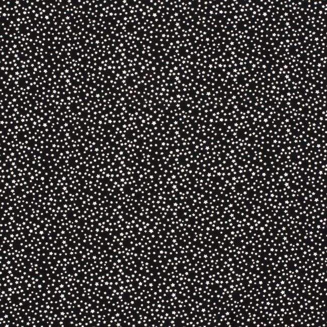Viskózová látka černé barvy s hvězdičkami 12446/069