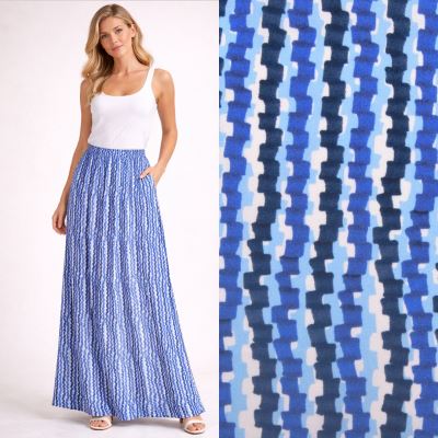 Viskózová látka s ozdobným geometrickým potiskem TF345