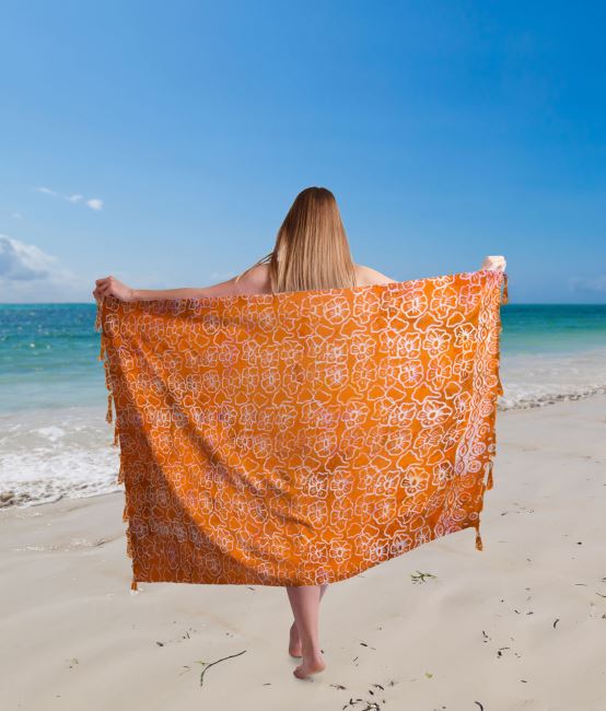 Pareo/sarong s batikovaným potiskem květin BALI157