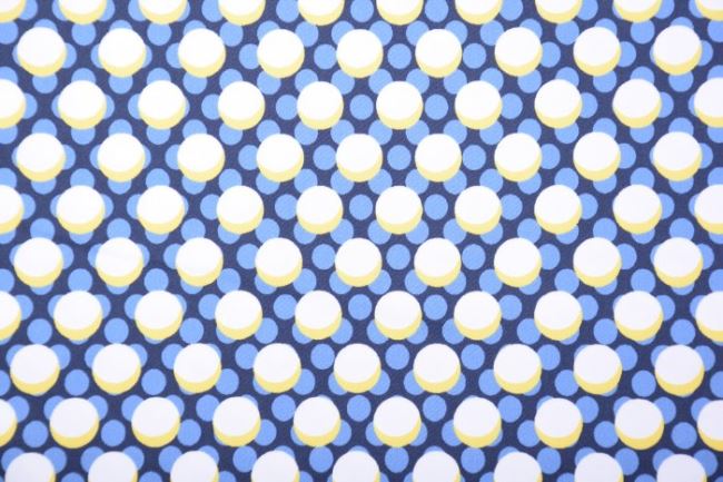 Strečová bavlna v modré barvě s puntíky Q11402-073