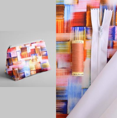 Set na šití kosmetické taštičky s potiskem geometrických tvarů KT013