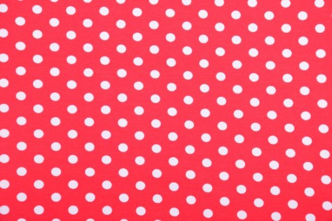 Bavlněný úplet v červené barvě s puntíky 07551/015