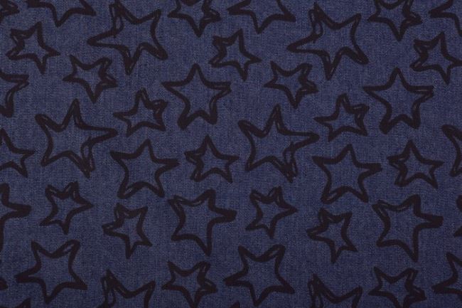 Košilová riflovina v modré barvě s potiskem hvězd 2113/008