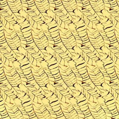 Viskózový popelín v žluté barvě s potiskem listů 23140/033