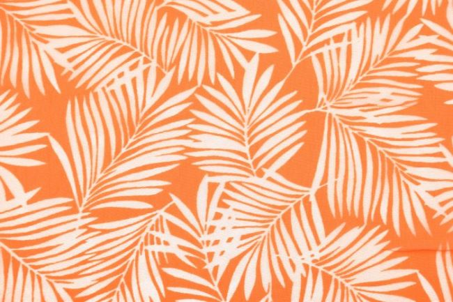 Průsvitná halenkovina v oranžové barvě s tropickými listy 26066