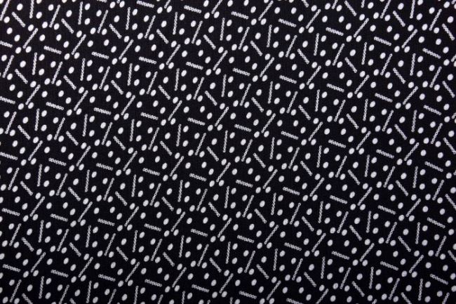 Viskózová látka v černé barvě se vzorem puntíků a řetízků 11432/069