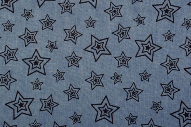 Košilová riflovina v modré barvě s potiskem hvězd 2039/003