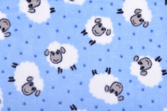 Wellness fleece v modré barvě s ovečkami 10226/002
