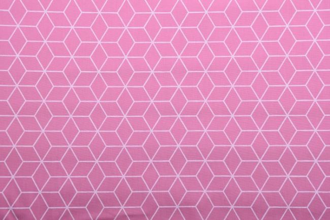 Bavlněná látka v růžové barvě s geometrickým potiskem 11106/014
