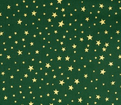 Vánoční látka z bavlny v zelené barvě s potiskem hvězdiček 200222.1051