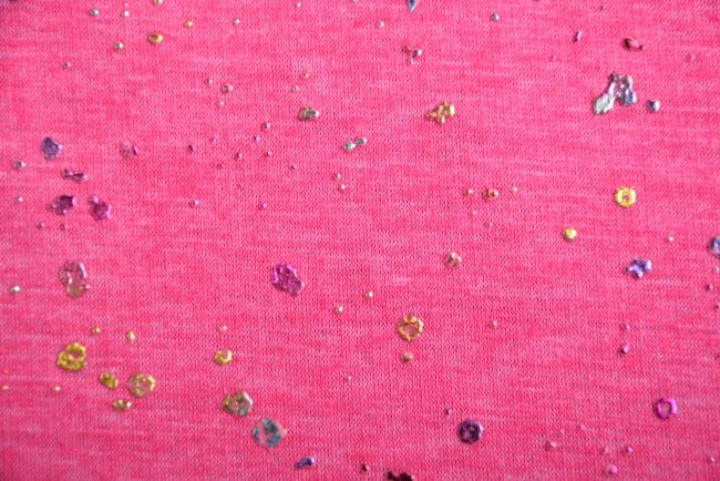 Alpenfleece v růžovém melíru s barevnými kapkami 19350/875