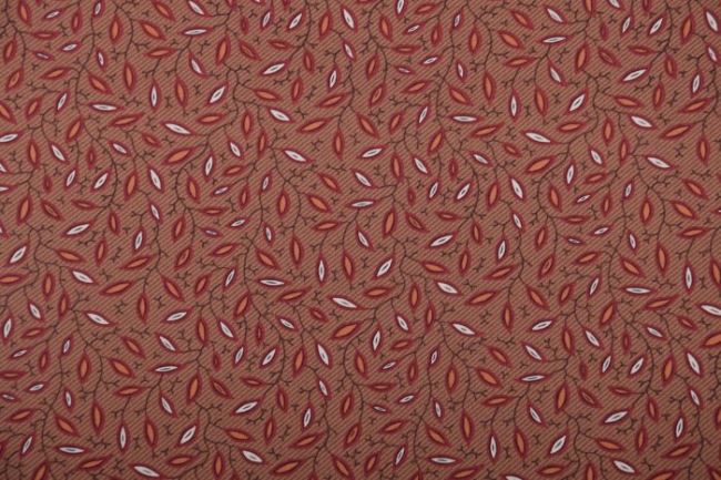 Americká bavlna na patchwork z kolekce Spice it up v hnědé barvě s lístečky 38053-17