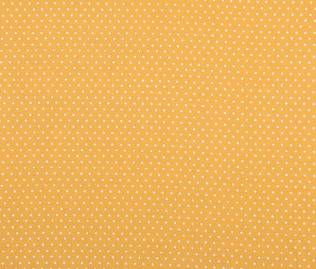 Viskózová látka v tmavě žluté barvě s puntíky 11150/034