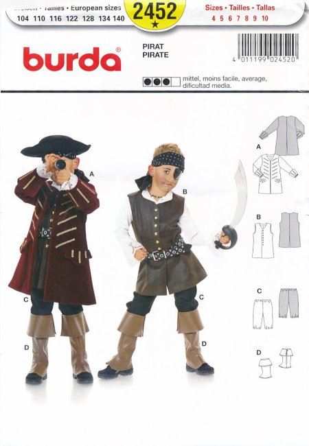Střih na dětský pirátský kostým 2452