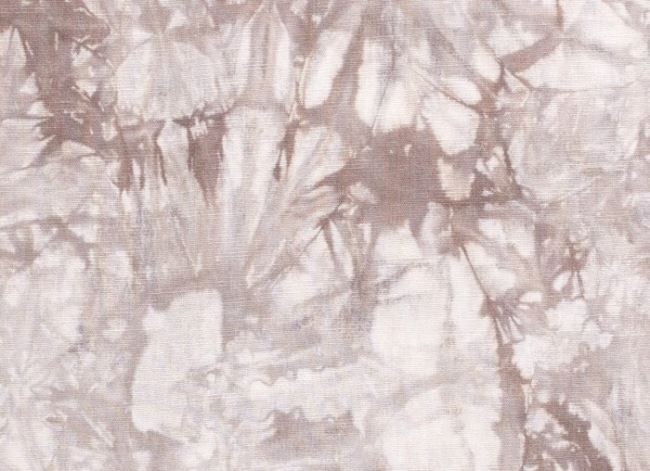 Viskózová látka s příměsí lnu s batikovaným šedo hnědým potiskem 13180/052