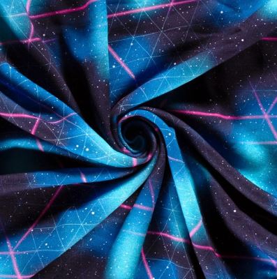 Počesaná teplákovina s digitálním potiskem geometrických tvarů a hvězdného nebe 20531/008 (4)