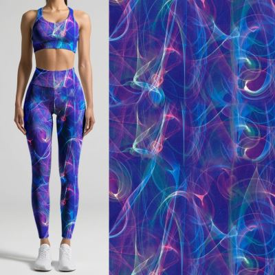 Funkční úplet v modré barvě s digitálním potiskem kouře 20255/044