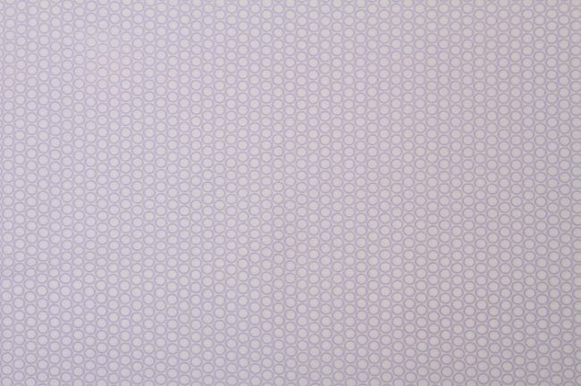 Bavlna v bílé barvě se vzorem fialových koleček 6507/043
