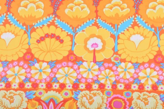 Americká bavlna na patchwork z kolekce Free Spirit s květinovým vzorem PWKF001YELLO