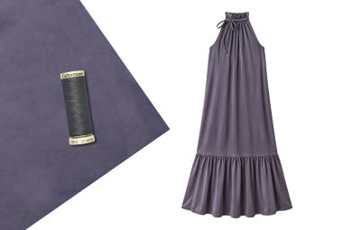 Set na šití šatů se zavazováním z umělého hedvábí Silky v antracitové barvě SET98